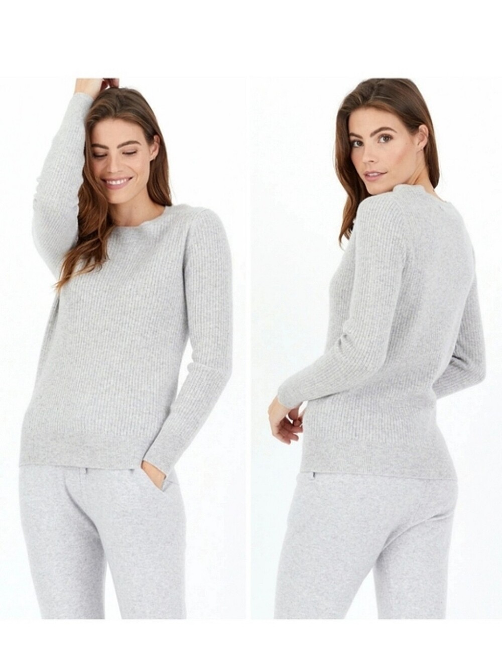 One Grey Day Tenley 100% Cashmere Pullover Sweater Large Quiet Luxury Minimalist